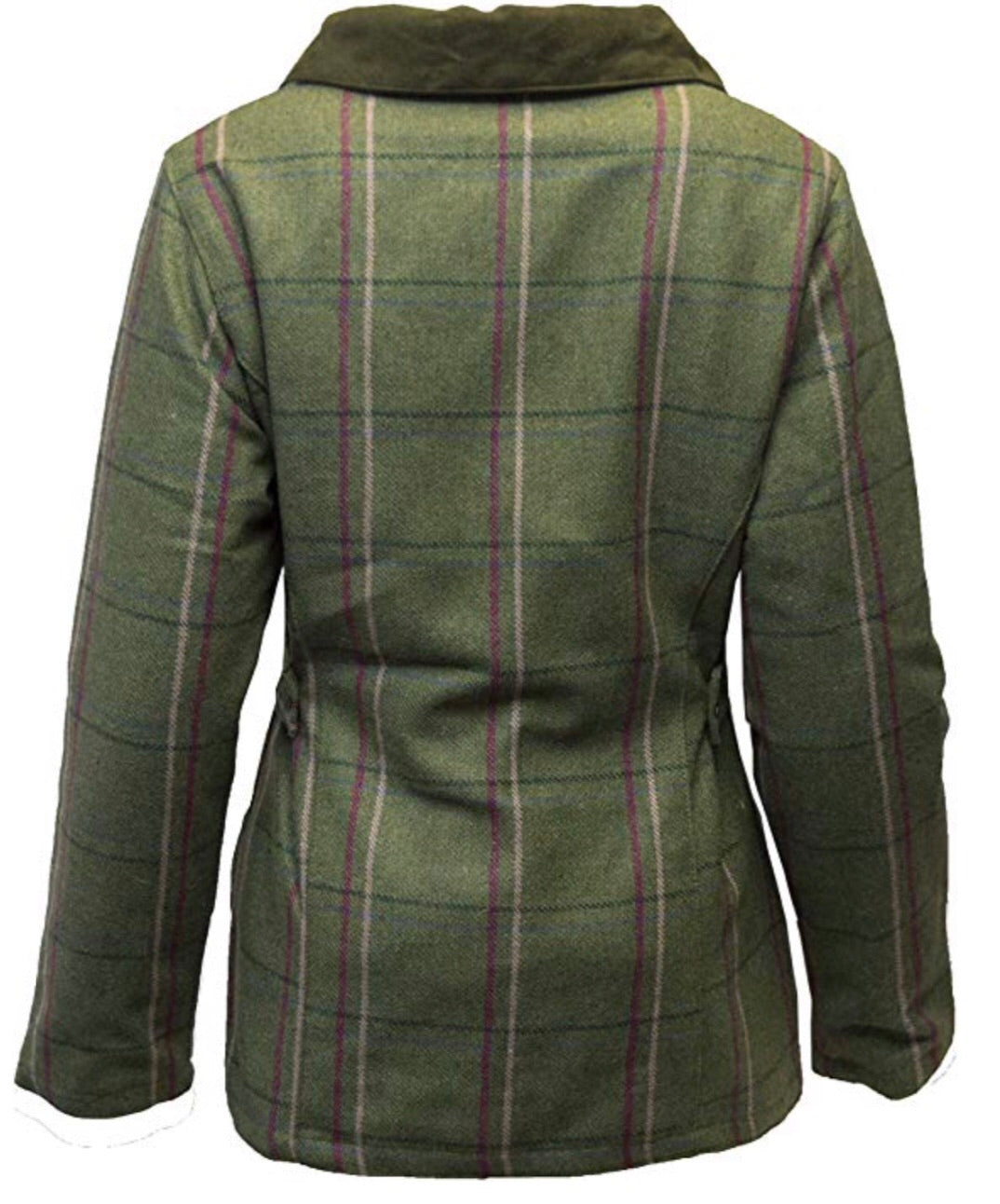 Regents View Ladies tweed jacket-olive with pink