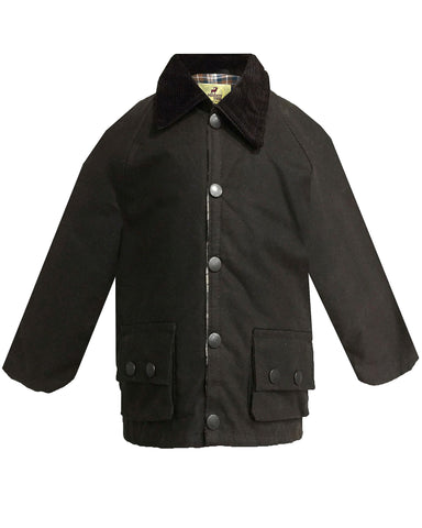 Regents View Childrens 100% Waxed Cotton Jacket - Olive