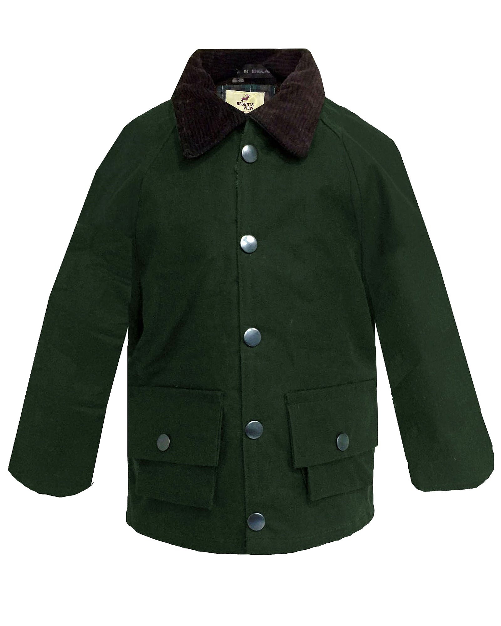 Regents View Childrens 100% Waxed Cotton Jacket - Olive