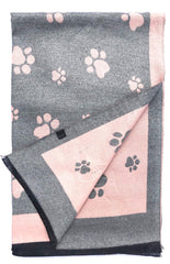House Of Tweed  Large Scarves-Paws Pink/Grey