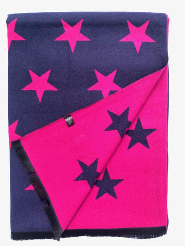 House Of Tweed  Large Scarves-Star Pink/Grey