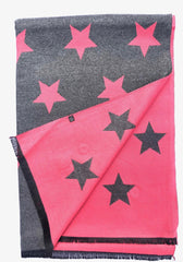House Of Tweed  Large Scarves-Star Pink/Grey