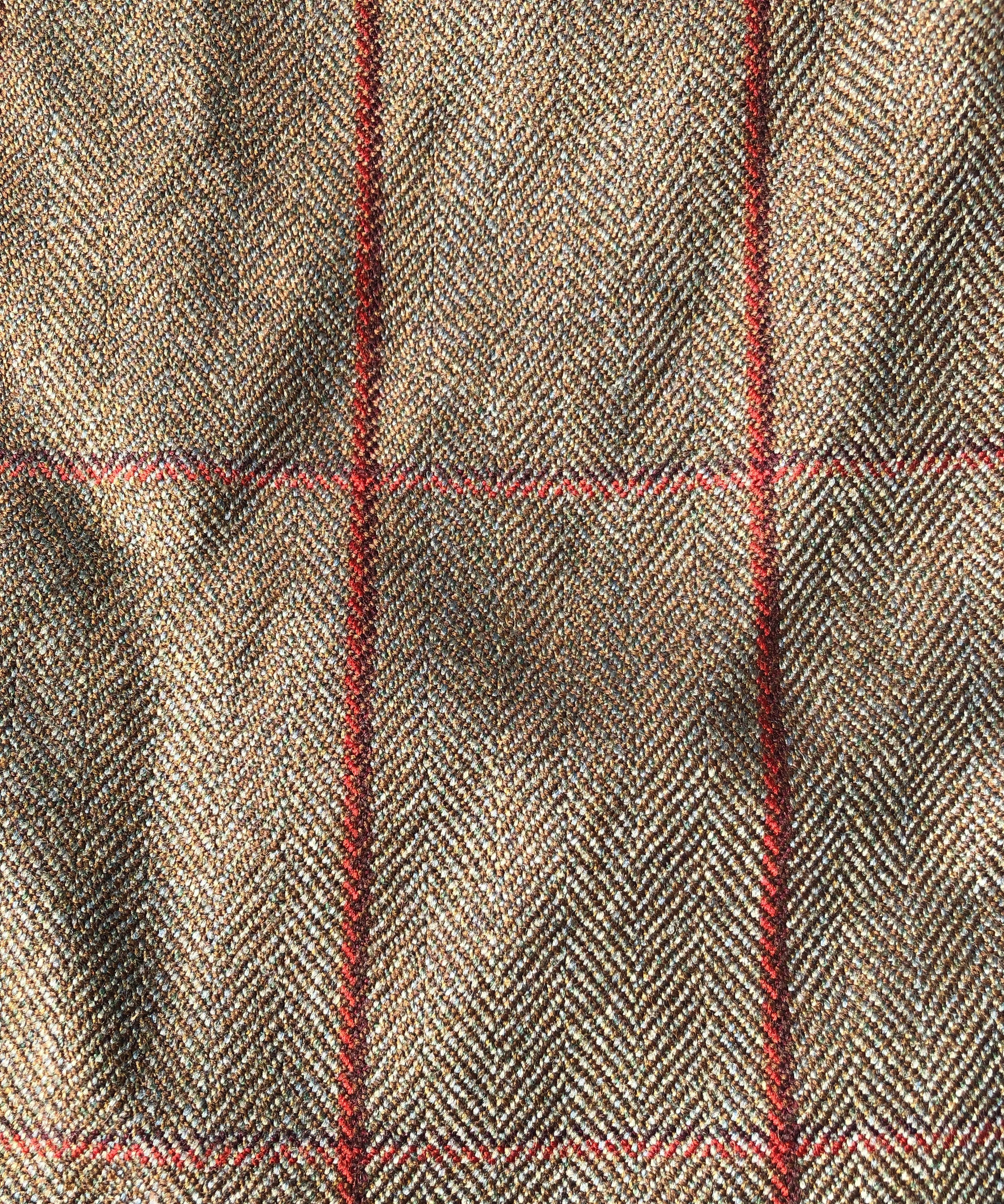 Ladies Tweed Poncho Cape Wrap 2-Tone Satin Lining & detachable Faux Fur Collar-Red/Brown