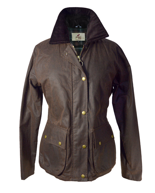 Regents View Womens Premium Fitted 100% Waxed Cotton Jacket - Brown